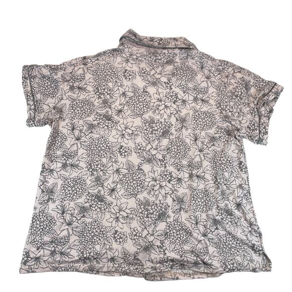 Thalia Sodi Women's XL Pink Floral Pajama Set Short Sleeve Button Up Long Pants - Picture 4 of 9